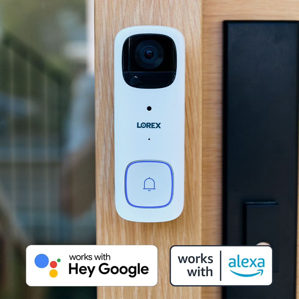 Lorex 2K Battery Video Doorbell and 4K Spotlight Indoor/Outdoor Wi-Fi 6 Security Camera