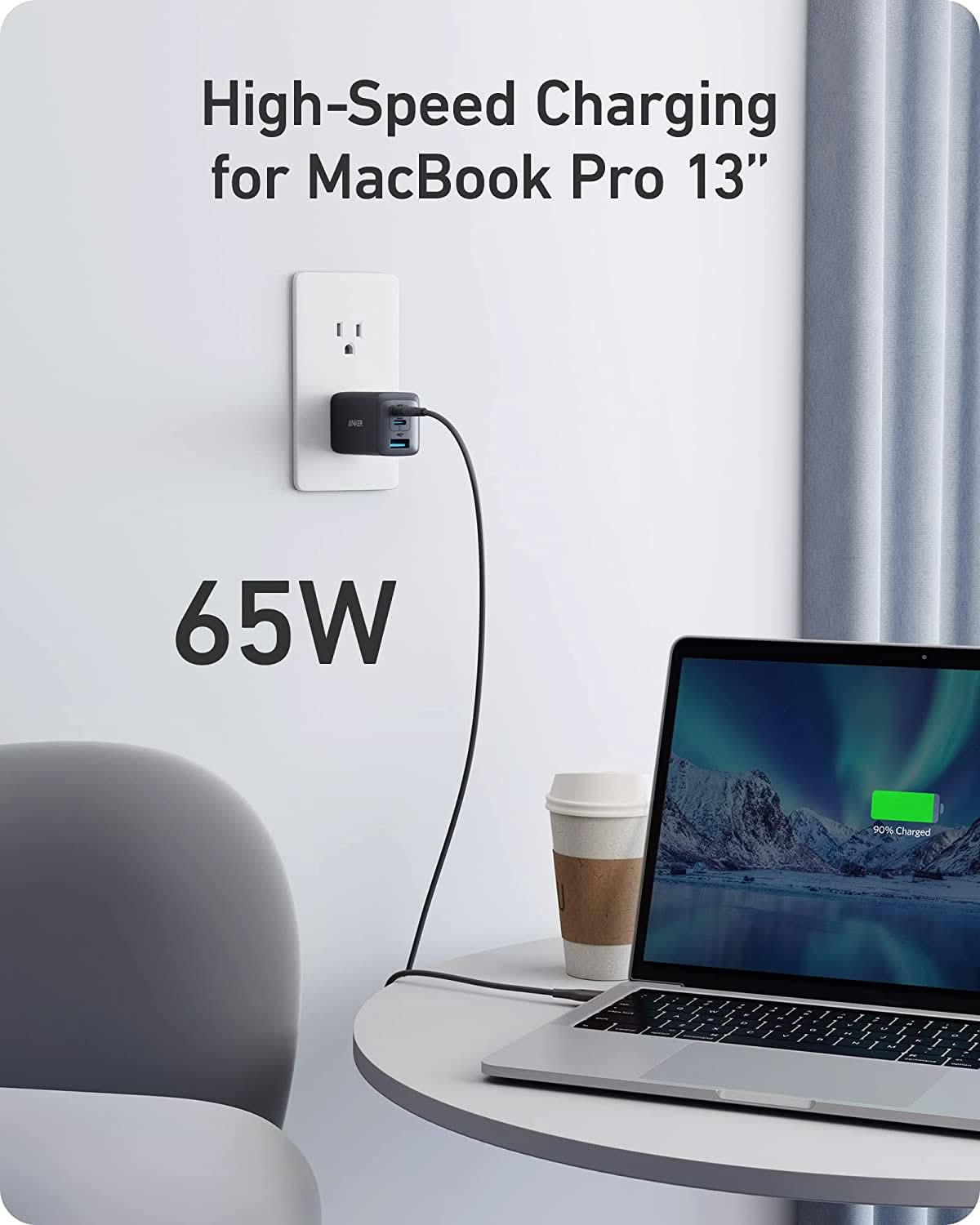 Anker USB C Charger, 735 Charger (Nano II 65W), PPS 3-Port Foldable Wall Charger