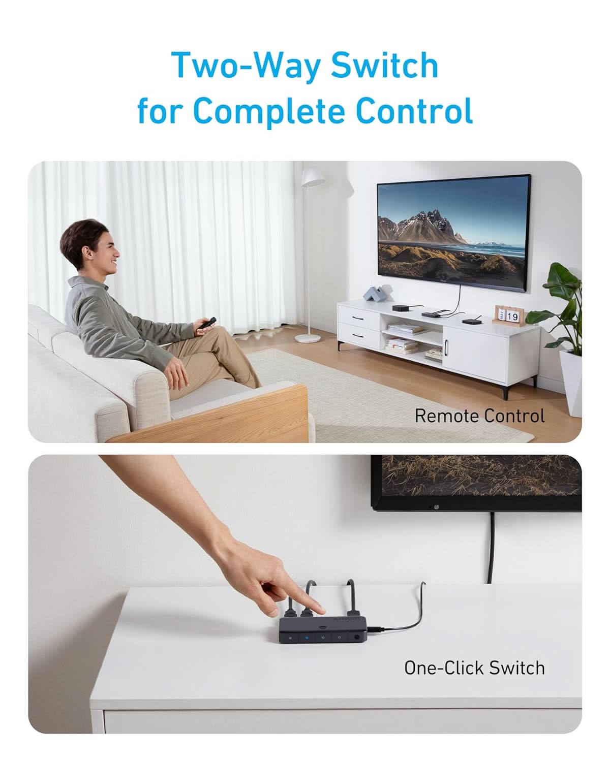 Anker 4K@60Hz HDMI Switcher, 4 in 1 Out with Smooth Finish