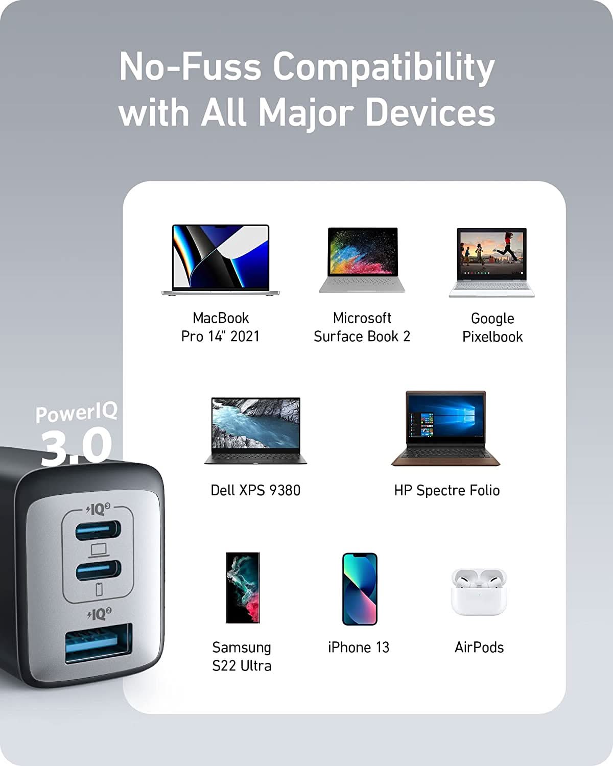 Anker USB C Charger, 735 Charger (Nano II 65W), PPS 3-Port Foldable Wall Charger