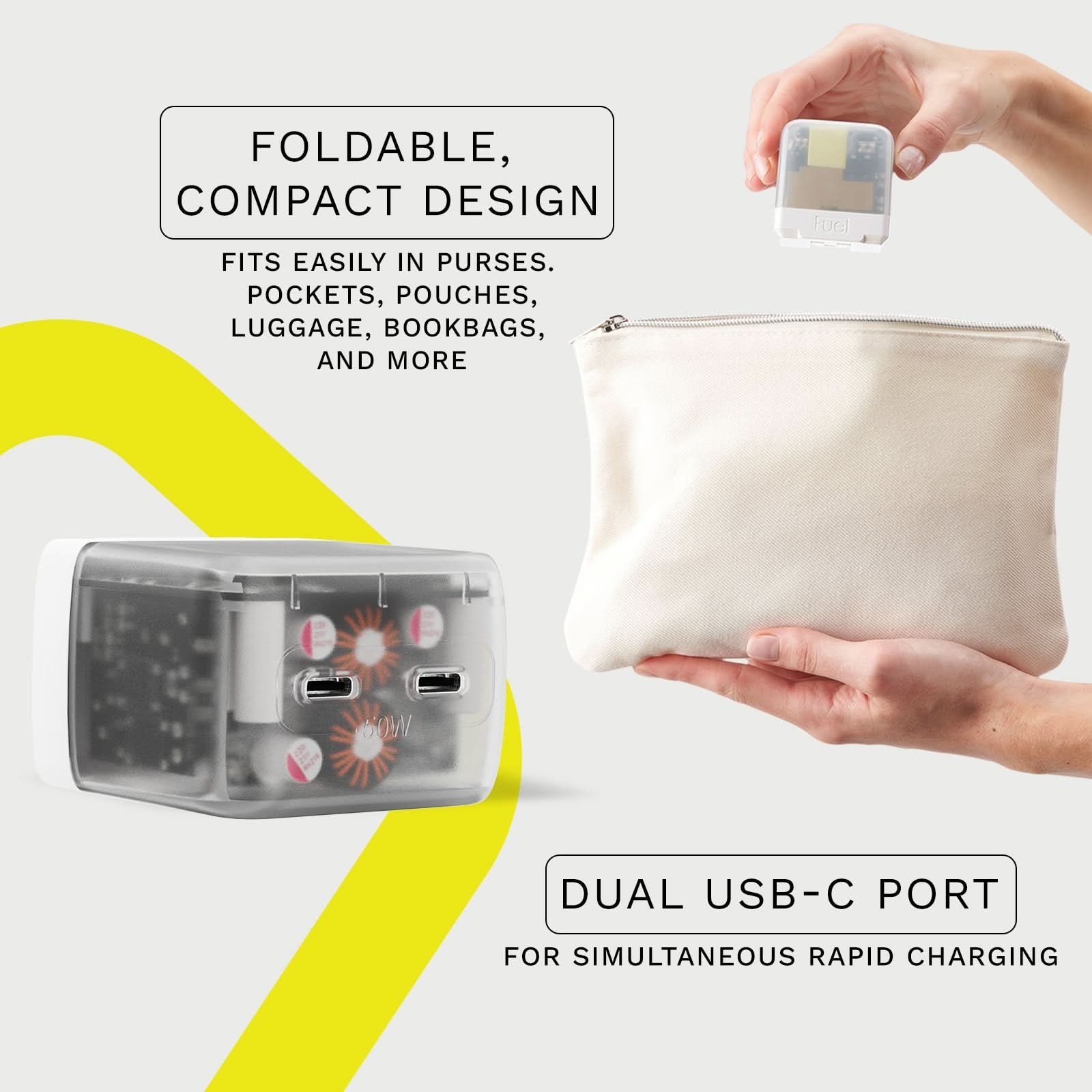 Fuel 50W Dual USB C Wall Charger (Frosted White) - 2 Pack