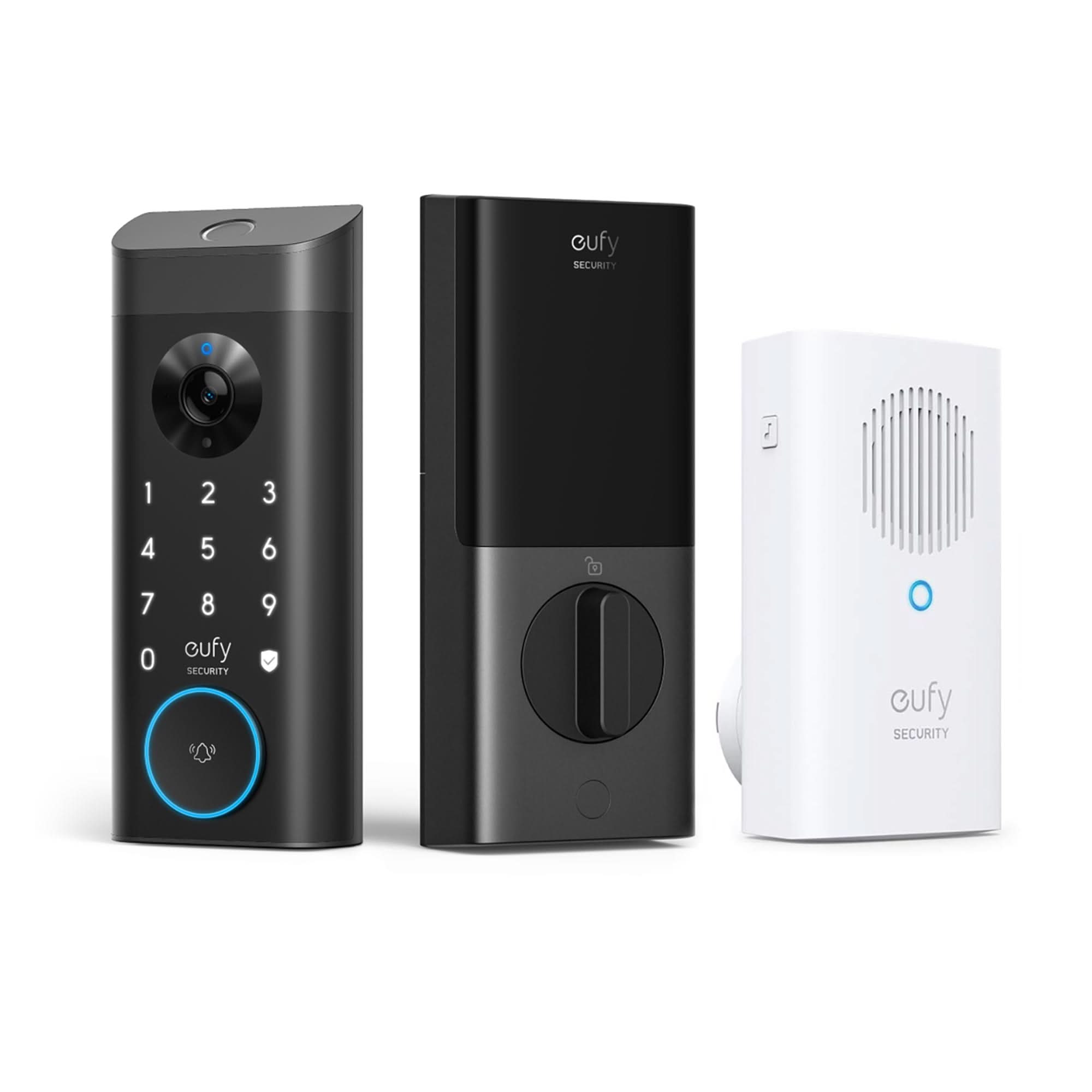 eufy Security P&T Solar Cam and Indoor Cam with Video Smart Lock Bundle