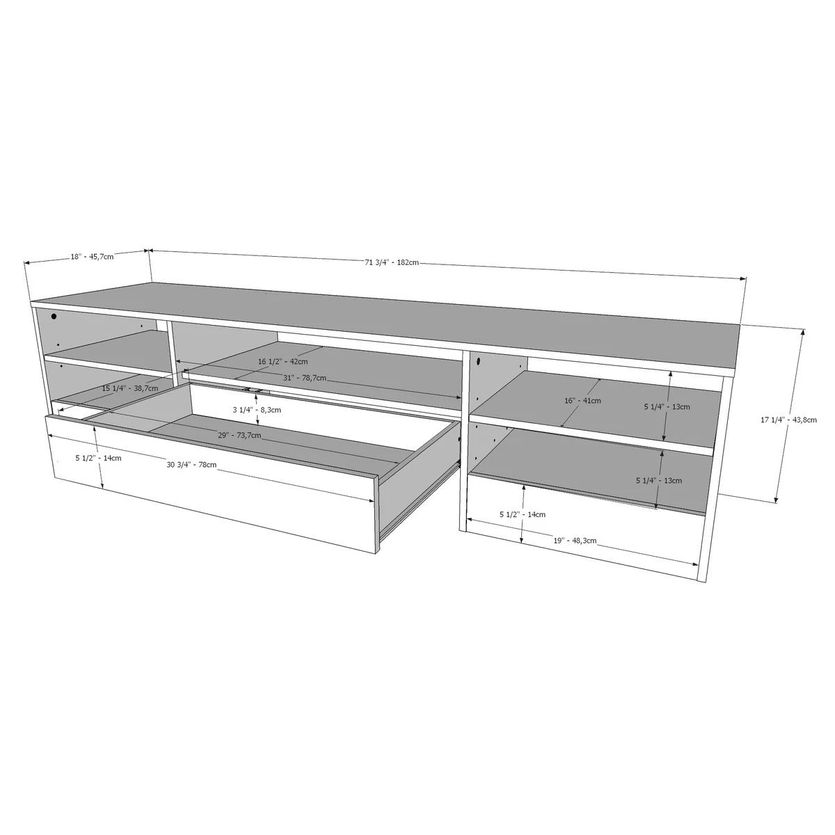 Cleveland Black 72 in. Television Stand
