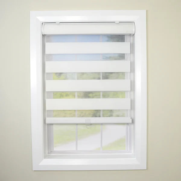 Zebra Sheer Weave Privacy Roller Blinds, Eggshell White