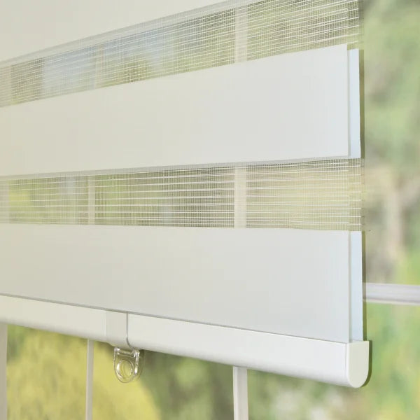 Zebra Sheer Weave Privacy Roller Blinds, Eggshell White