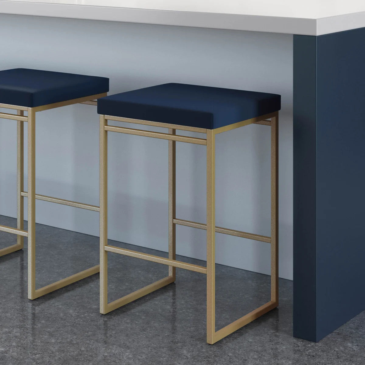 Amisco Easy Modern Counter Stool Blue Seat and Black Base