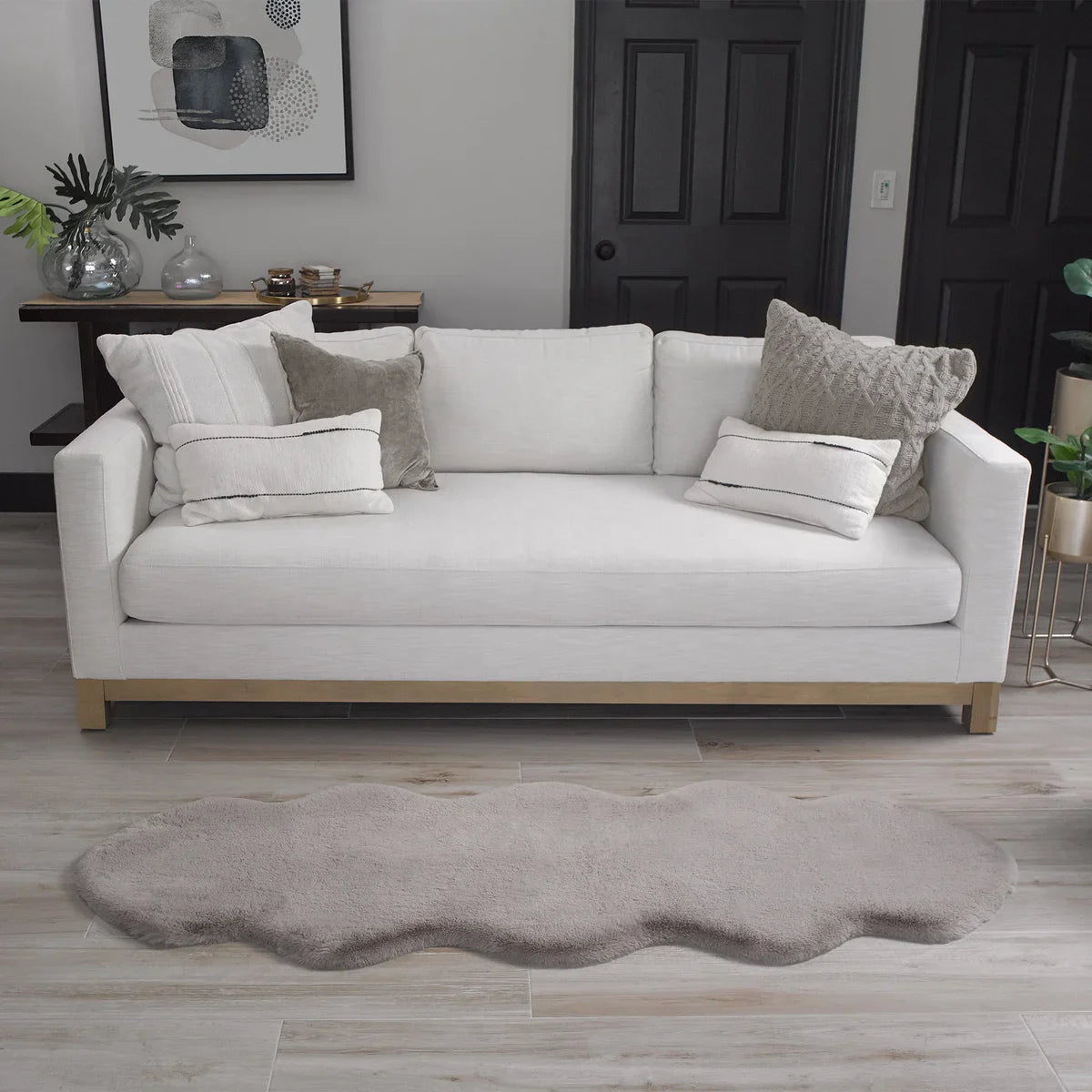 Mon Chateau Twin Faux Fur Rug, Taupe