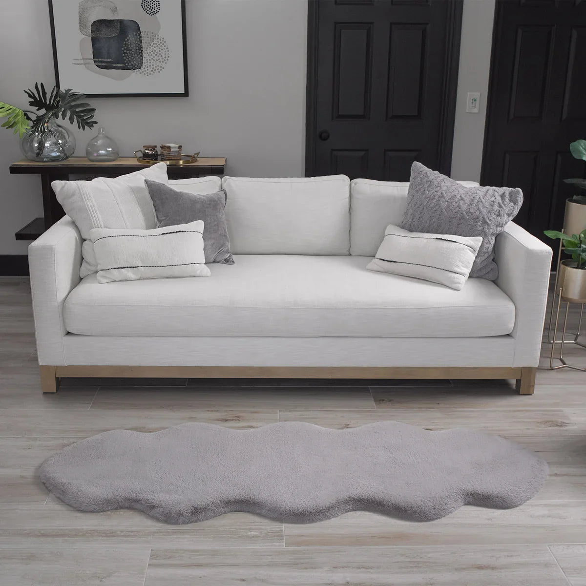 Mon Chateau Twin Faux Fur Rug, Taupe