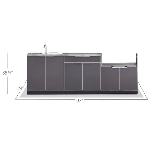 NewAge Products 4-piece Outdoor Kitchen Aluminum Set with Built-in Sink Cabinet