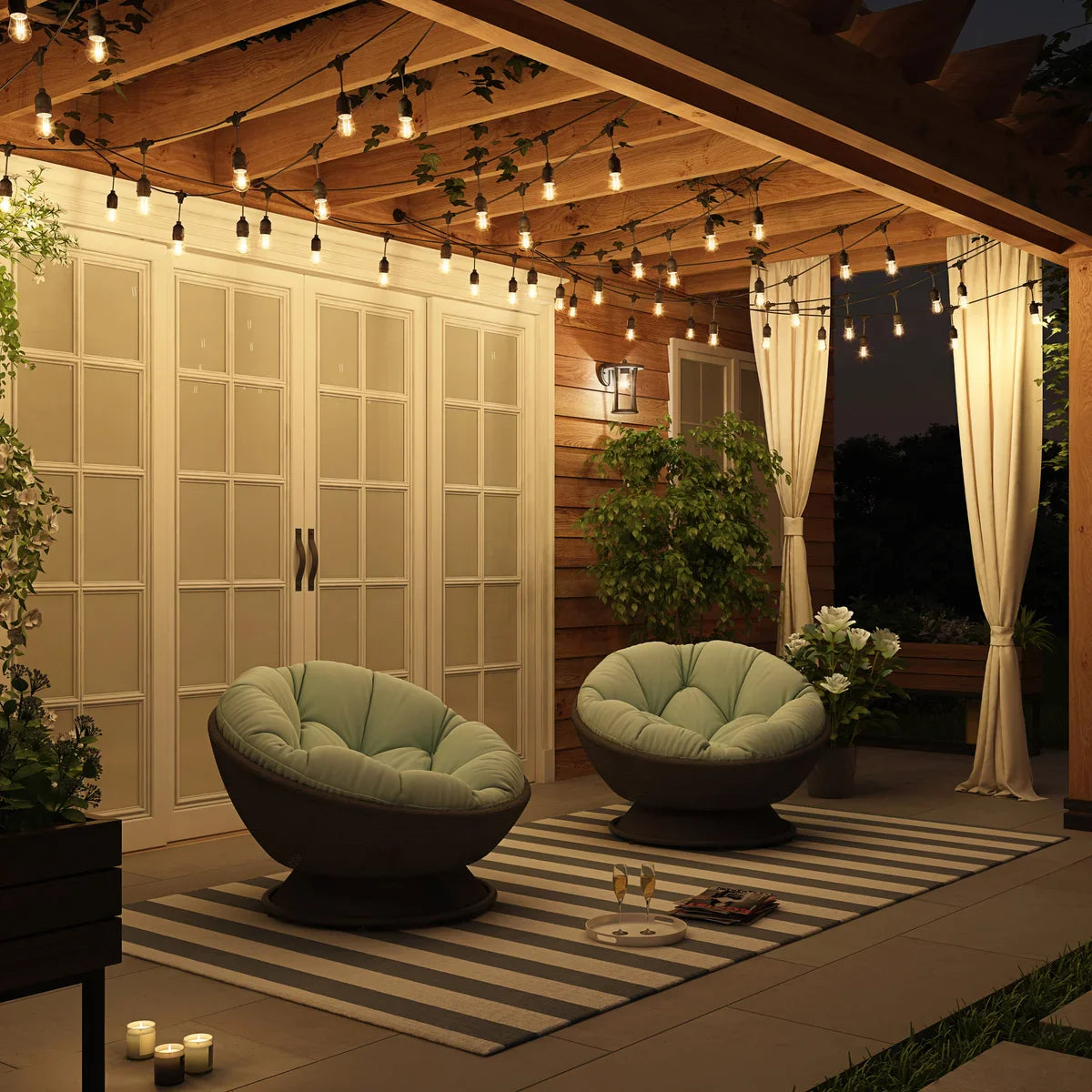 OVE 48 ft. (14.63 m) Glass Weatherproof LED String Lights