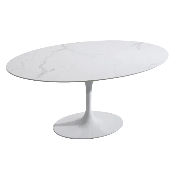 Orchid White Oval Solid Quartz Dining Table, 170 cm (67 in.)