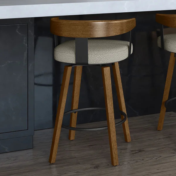 Amisco Cohen Modern Beige and Brown Swivel Counter Stool