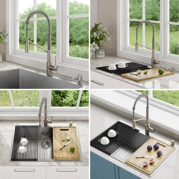 KRAUS 33 in. Dual Mount Sink with Faucet and Accessories