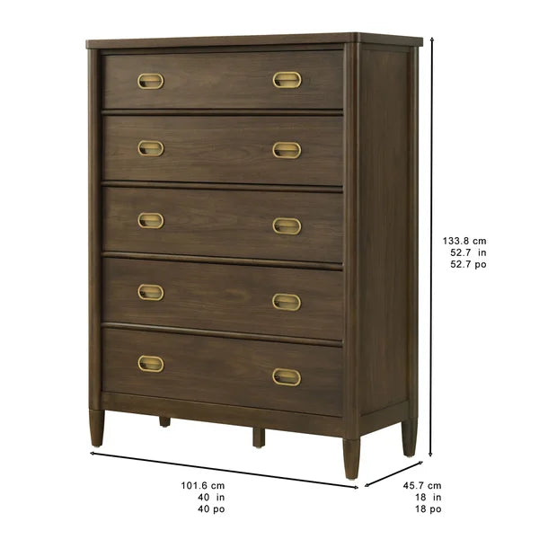 Weston Park 5-drawer Tall Chest, Dark Brown