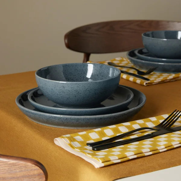Denby Dark Grey Speckle Stoneware Dinnerware Set, 12-piece