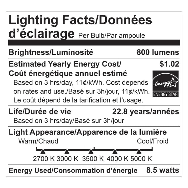 Luminus LED 8.5W Dimmable A19 Bulb E26 Base, 10-pack