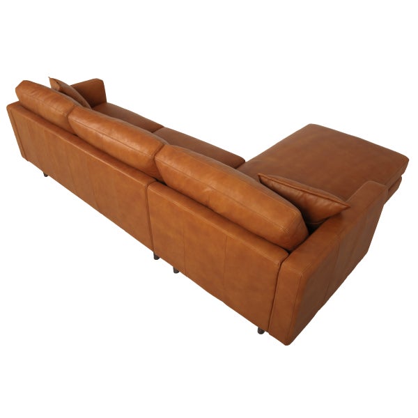 Jude Tan 2-piece Top-grain Leather Sofa with Left-hand Facing Chaise, Cognac