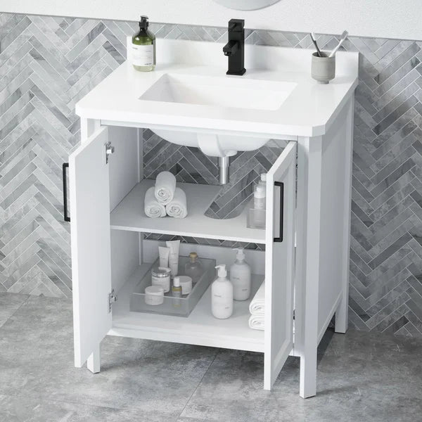 OVE Decors Flora 30 in. Vanity in White with White Quartz Countertop