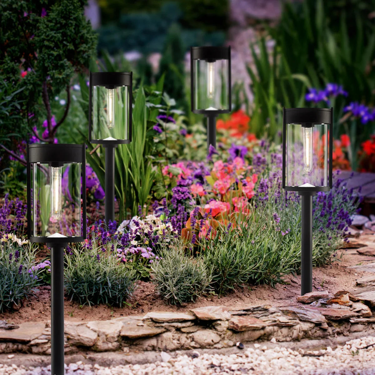 Naturally Solar LED Pathway Lights Vintage-Style, 4-pack