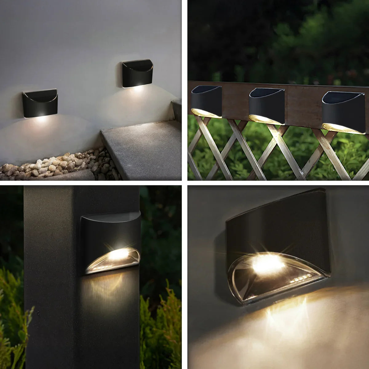 Classy Caps Black Stainless Steel Deck & Wall Light, 4-pack