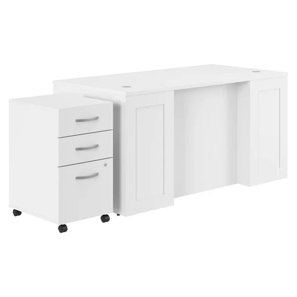 Bush Furniture Hampton Heights Executive Desk with Mobile File Cabinet