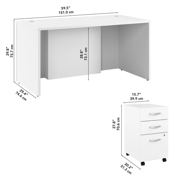 Bush Furniture Hampton Heights Executive Desk with Mobile File Cabinet