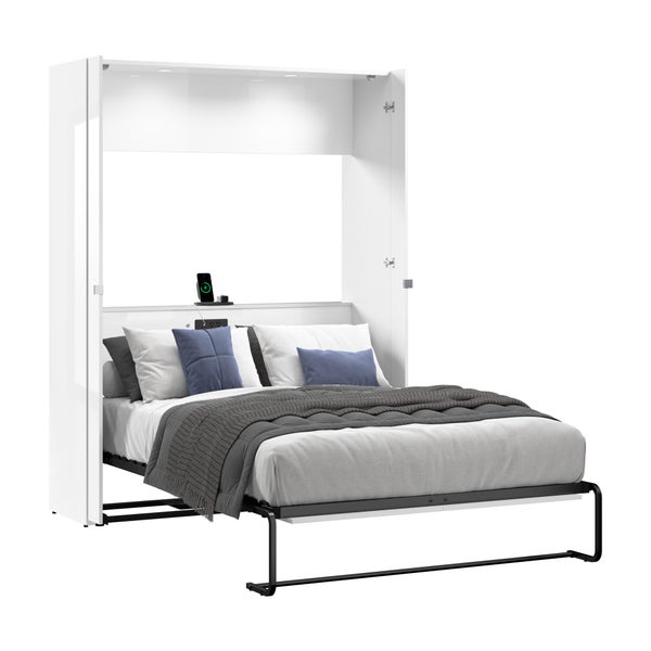 Bestar Avalon Double Wall Bed, White High Gloss finish