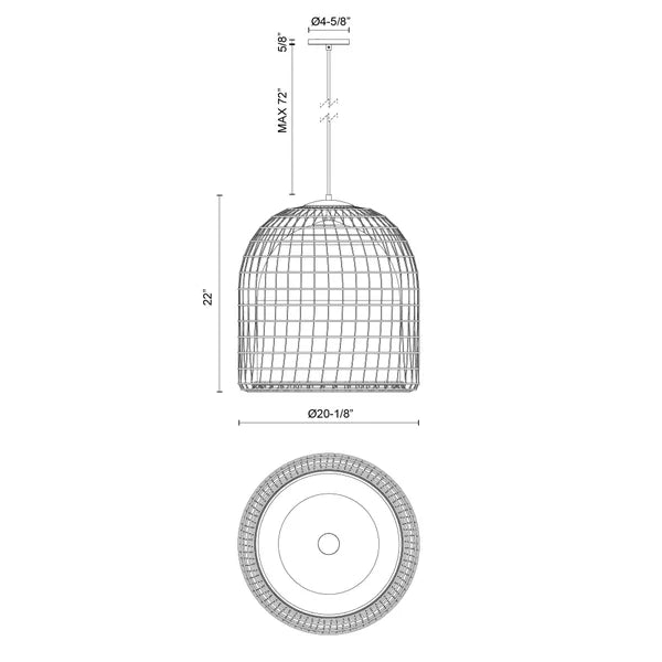 Light and Modern Bungalow 20 in. Pendant Light