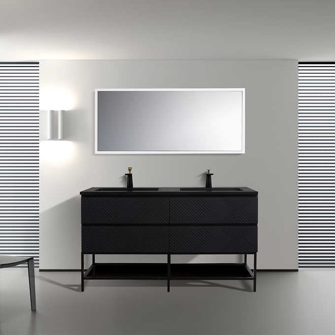 SERA MOORE 60 in. Black Freestanding Vanity