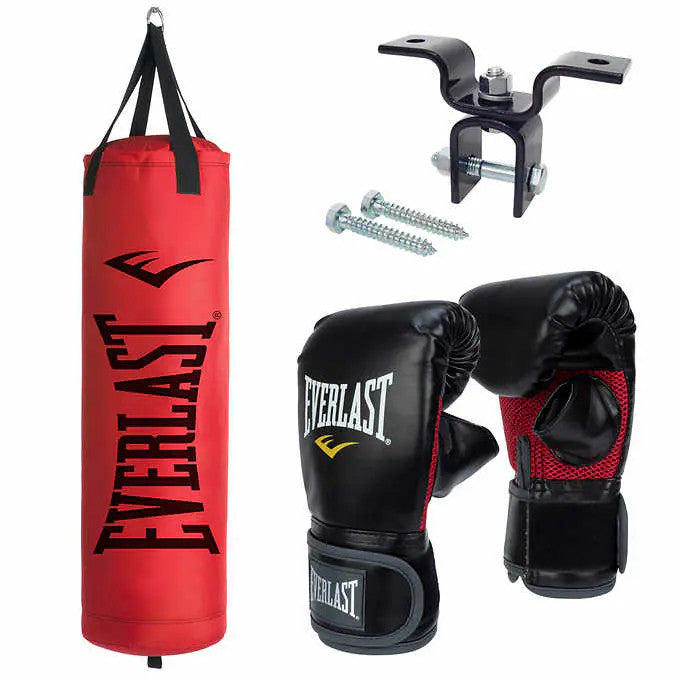 Everlast 80 lb Heavy Bag, Gloves and Heavy Bag Hanger Kit
