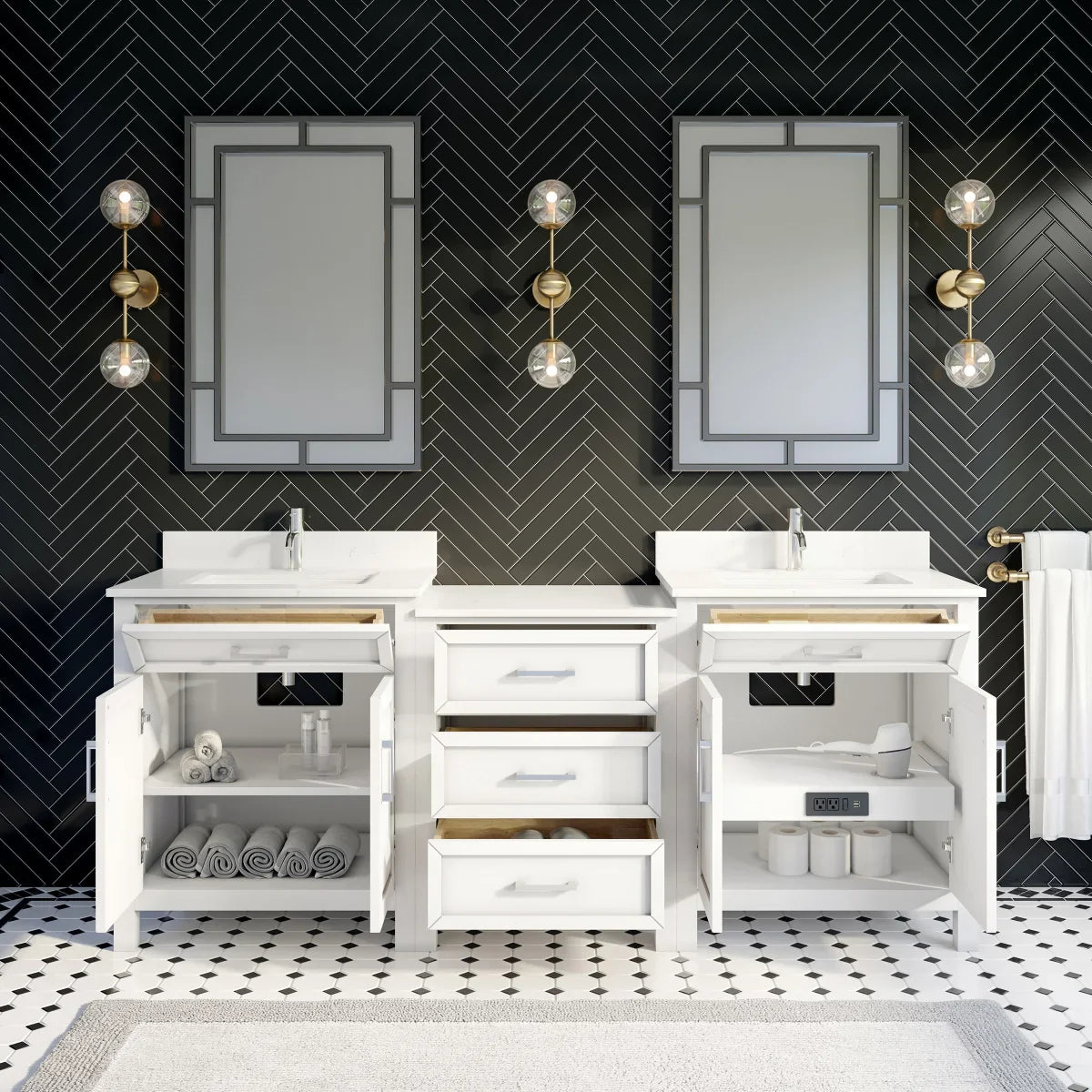 Studio Bathe Thomson Vanity with Power Bar, White