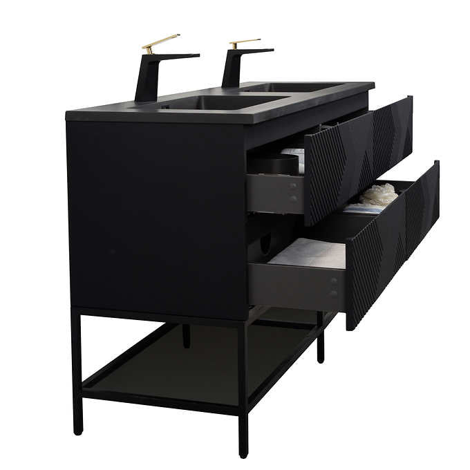 SERA MOORE 60 in. Black Freestanding Vanity