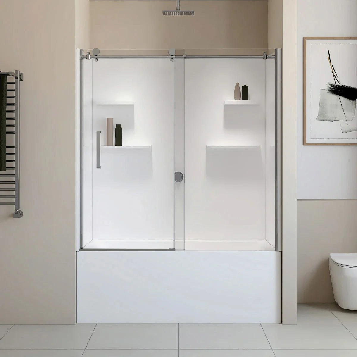 Appollo Cameron 32 in. × 60 in. Skirted Bathtub with Shower Doors and Wall Kit, Right Drain