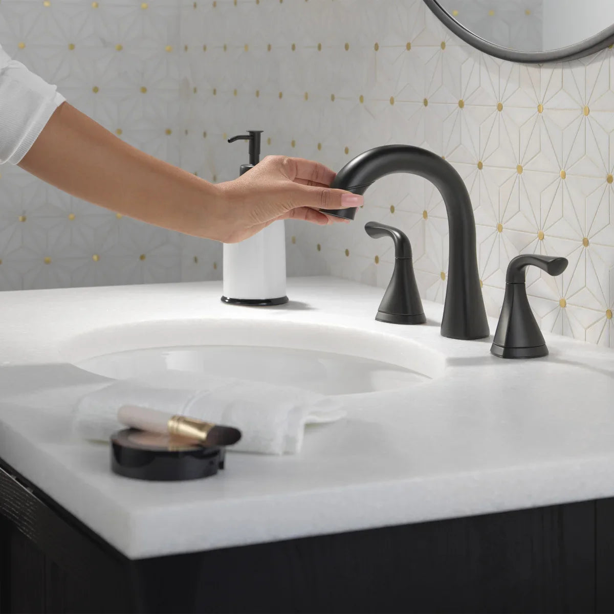 Delta Lampard Two-Handle Pull-Down Bathroom Faucet