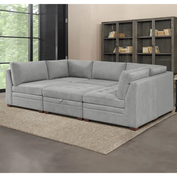 Thomasville Tisdale 6-piece Fabric Sectional with Storage Ottoman