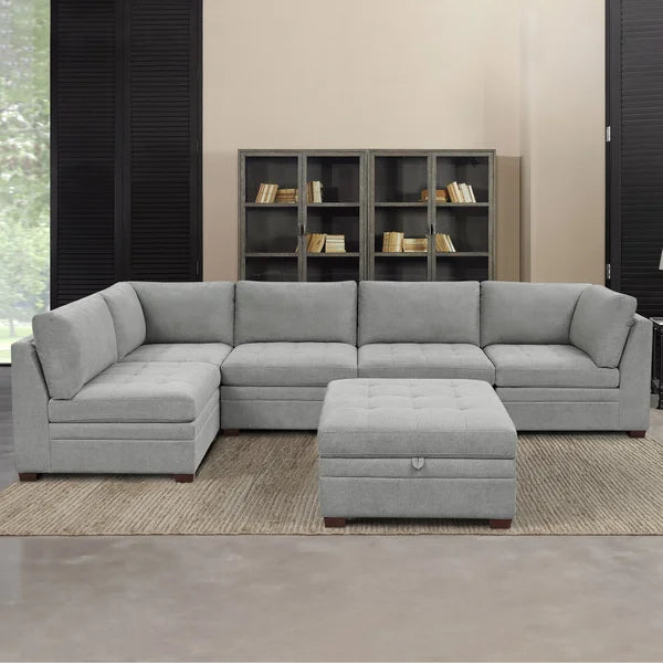 Thomasville Tisdale 6-piece Fabric Sectional with Storage Ottoman