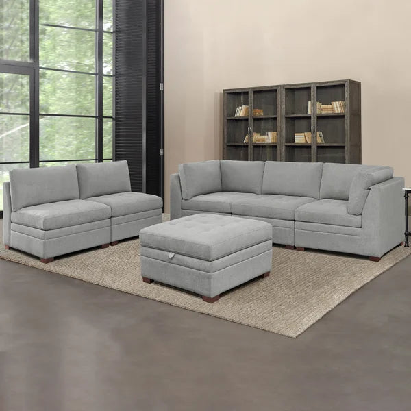 Thomasville Tisdale 6-piece Fabric Sectional with Storage Ottoman