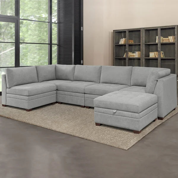 Thomasville Tisdale 6-piece Fabric Sectional with Storage Ottoman