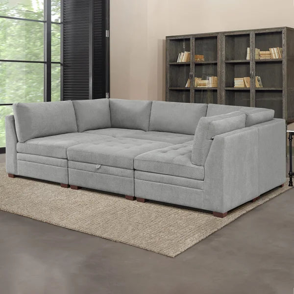 Thomasville Tisdale 6-piece Fabric Sectional with Storage Ottoman