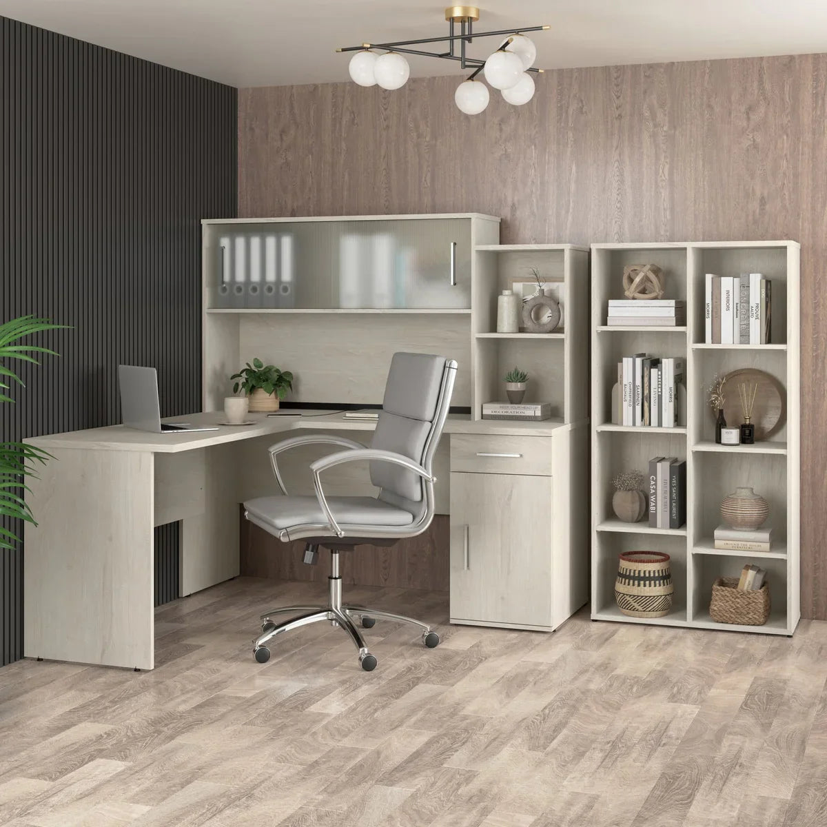 Orford L- Shaped Desk with Hutch and Bookcase