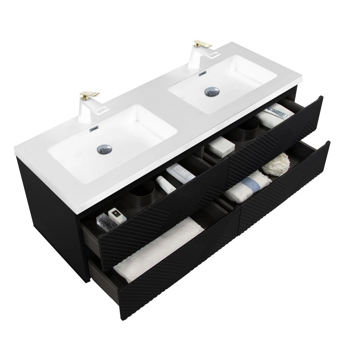 SERA MOORE 60 in. Black Wall-Mount Vanity