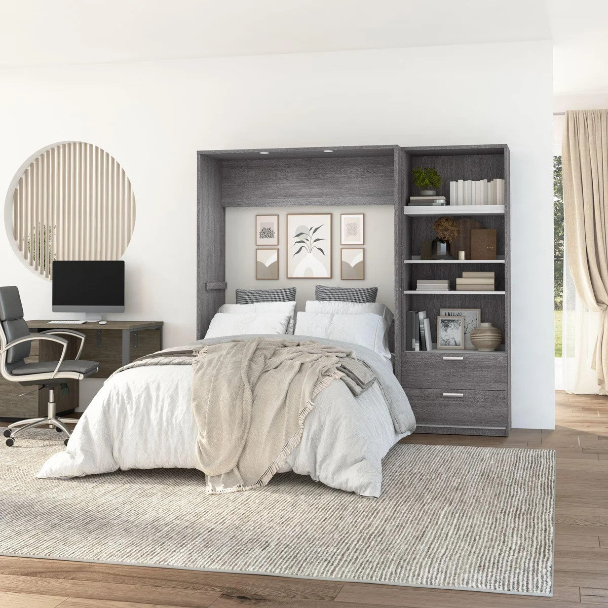 Bestar Cielo 2-piece Double Wall Bed with 74.9 cm (29.5 in.) Closet Organizer