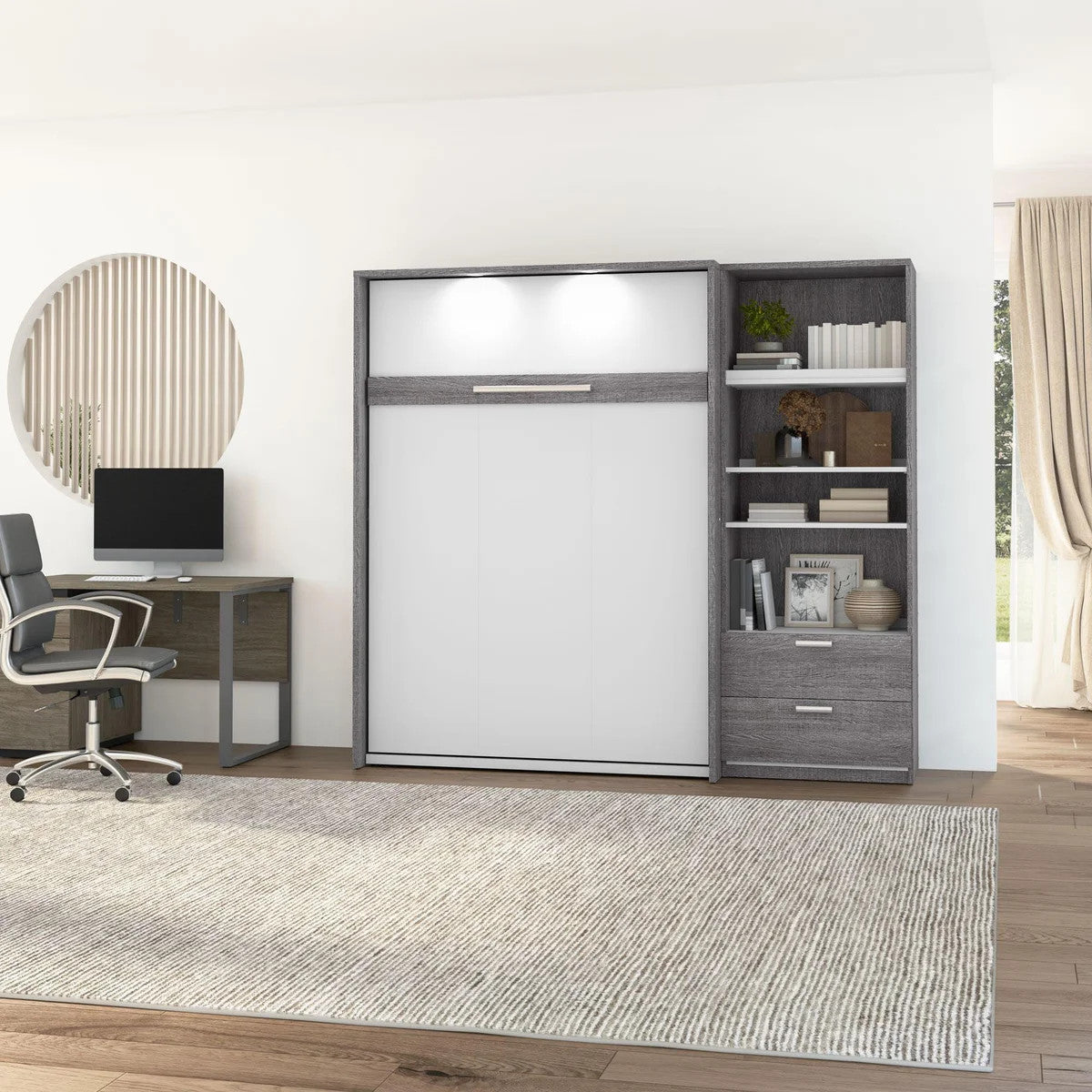 Bestar Cielo 2-piece Double Wall Bed with 74.9 cm (29.5 in.) Closet Organizer