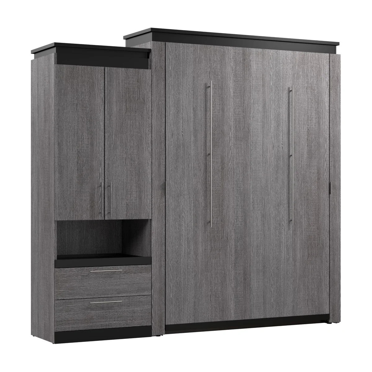 Bestar Orion 2-piece Queen Wall Bed with Storage Cabinet and Fold Shelf
