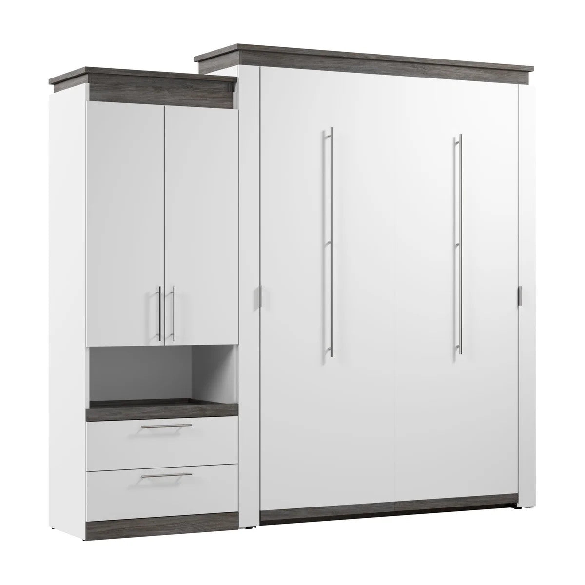 Bestar Orion 2-piece Queen Wall Bed with Storage Cabinet and Fold Shelf