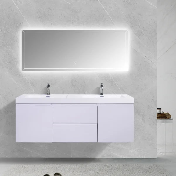 SERA 60 in. CAPRI Vanity with Glossy White Polymarble Countertop