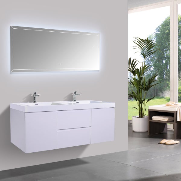 SERA 60 in. CAPRI Vanity with Glossy White Polymarble Countertop