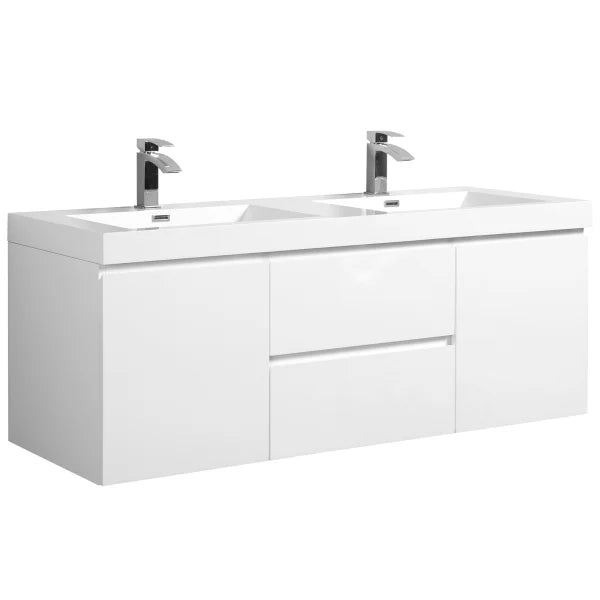 SERA 60 in. CAPRI Vanity with Glossy White Polymarble Countertop