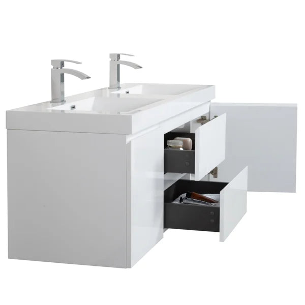 SERA 60 in. CAPRI Vanity with Glossy White Polymarble Countertop