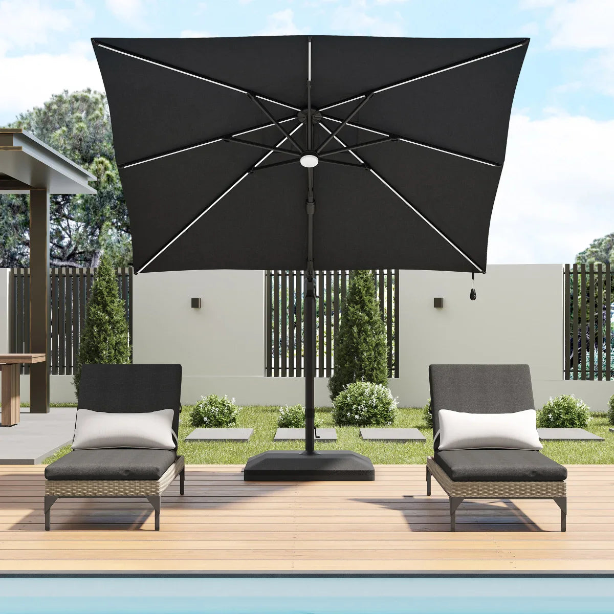 Sirio 3 m x 3 m (10 ft. x 10 ft.) Cantilever Umbrella with Solar Powered LED